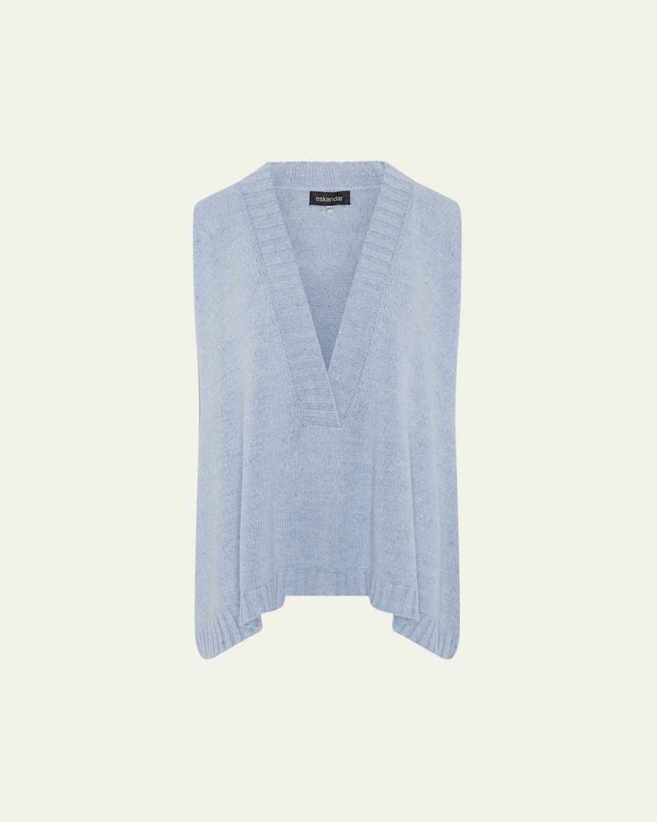 A-Line Sleeveless Deep-V Sweater (Mid Plus Length)